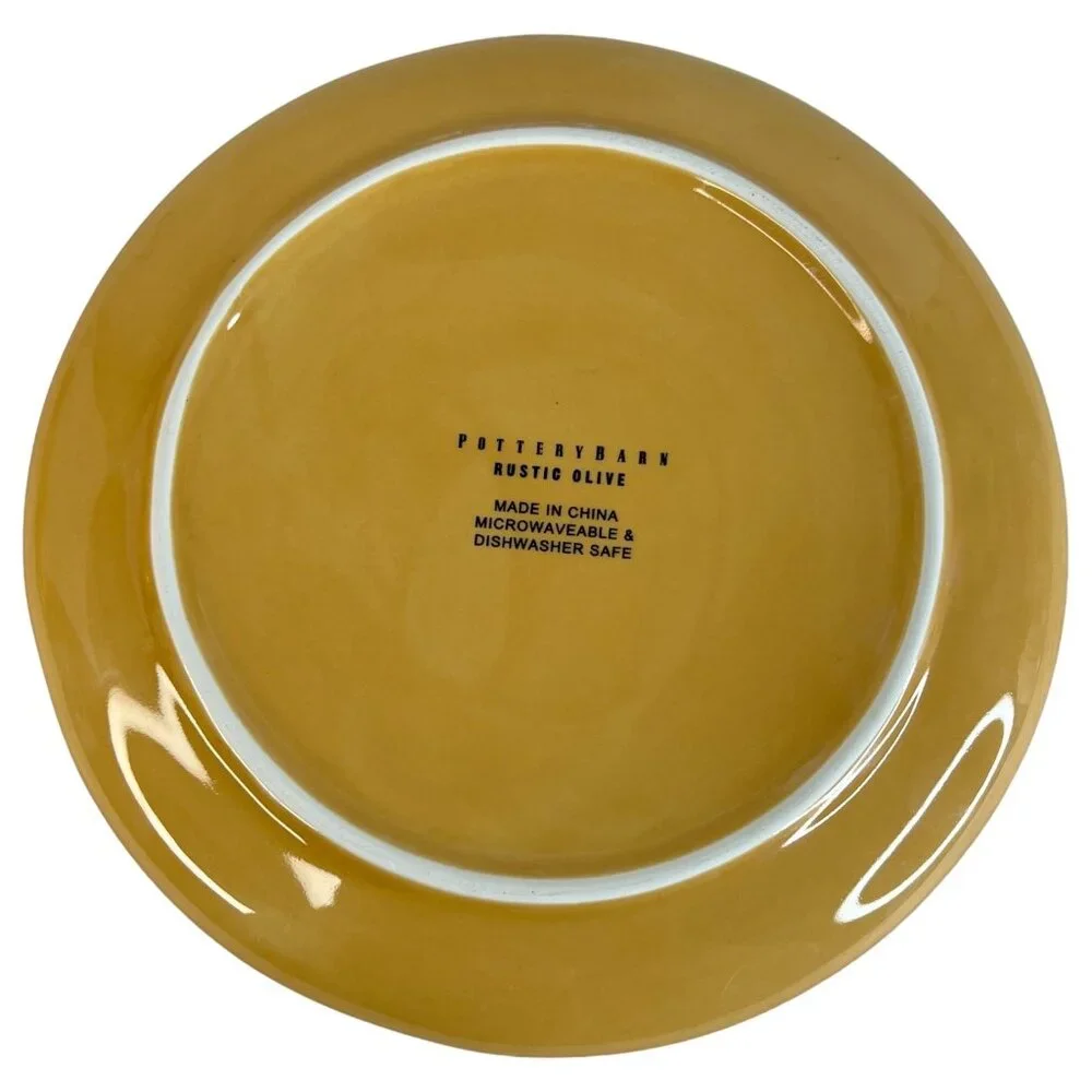 4‎ Pottery Barn Rustic Olive Salad Side Plates Complete Set Ceramic 8 Inch Cream
